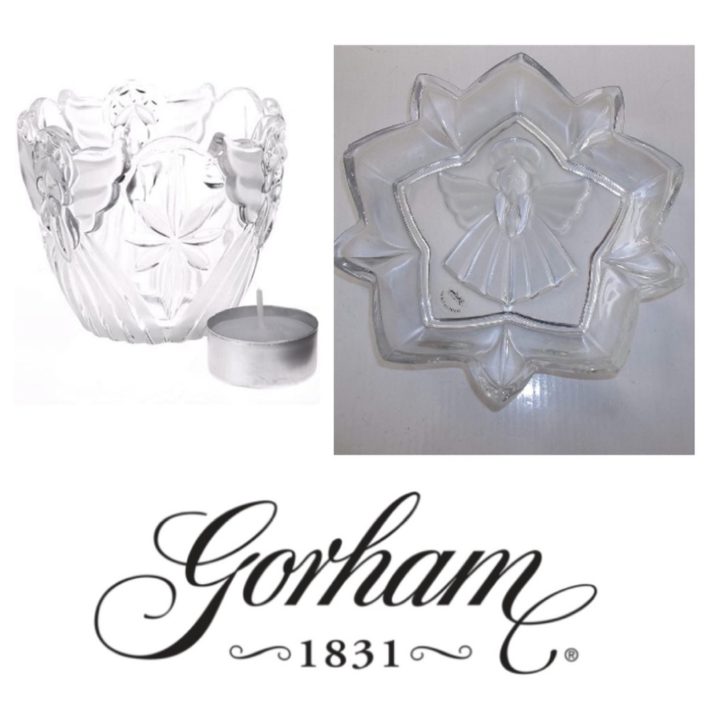 Gorham crystal votive holder and star dish are NWT
